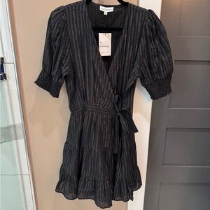 Karina Grimaldi Black Peplum Cross Front Mini Dress